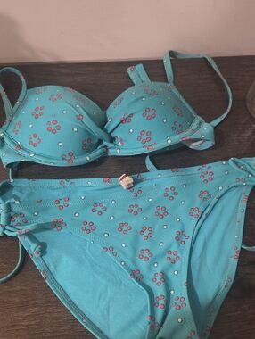 Aerie Turquoise Floral Print Bikini Set